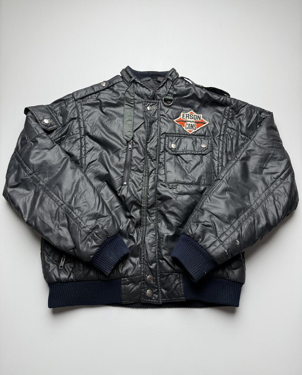Vintage Upstream Jacket Mens Small Black Microfiber Bomber Quilted Erson Cams